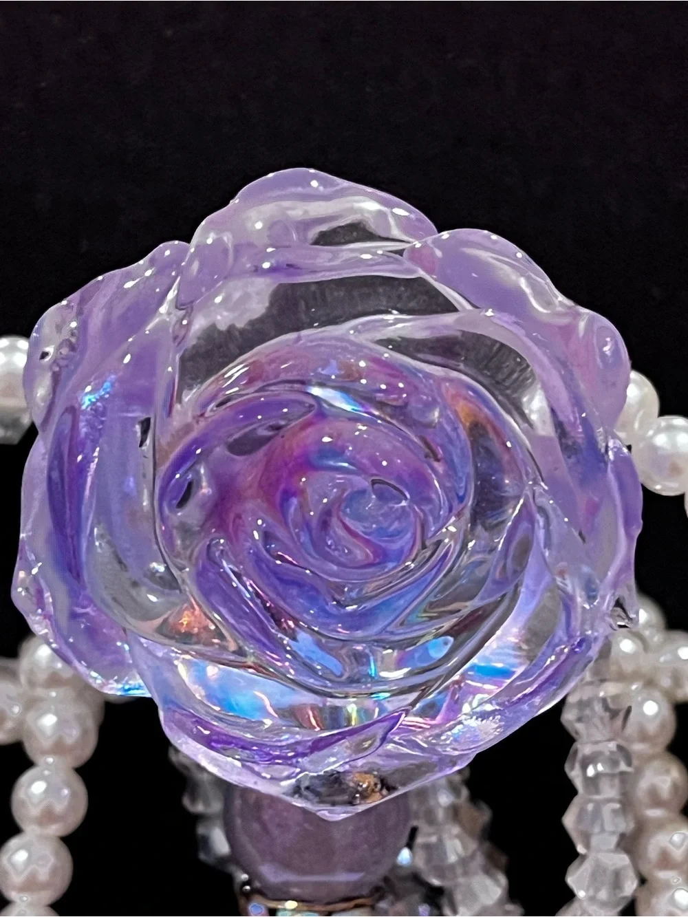 Handcrafted Purple Rose focal fancy Beaded pen